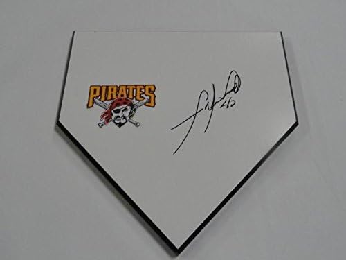 Francisco Liriano assinou a placa em casa Pittsburgh Pirates autografada - MLB Game usou Bases