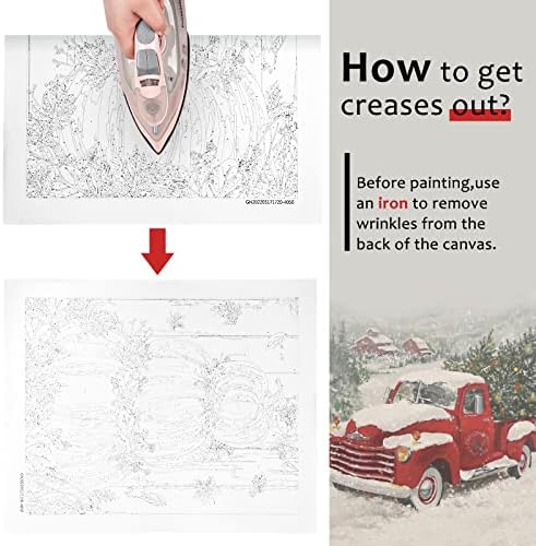 AnyDesign Christmas Diy Paint by Números Kit de pintura a óleo de caminhão vermelho de 16 x 20 polegadas com pincéis pigmentos