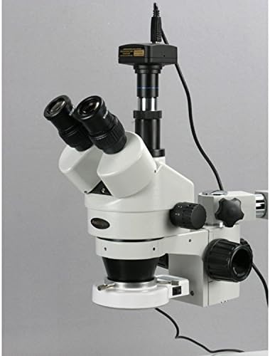 AMSCOPE SM-3TX-54S-5M Digital Profissional Trinocular Trinocular Microscópio de Zoom, oculares WH10X, ampliação de 3,5x-45x, objetivo