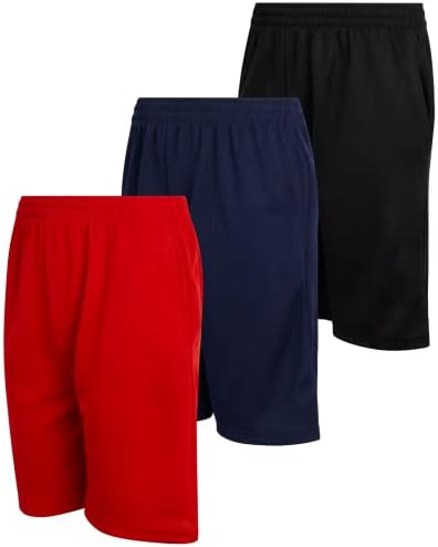 Mad Game Boys 'Active Shorts - 3 Pack Performance Mesh Gym Shorts para meninos - Shorts atléticos infantis