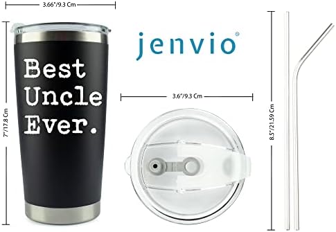 Jenvio Tio Presentes | Melhor tio de todos os tempos | 20 onças de aço inoxidável a laser gravado Tumbler de viagem/tampa deslizante