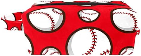 Bolsas de cosméticos para mulheres, bolsas de bolsas de maquiagem de maquiagem de maquiagem Bolsa de maquiagem Girls, Baseball Red