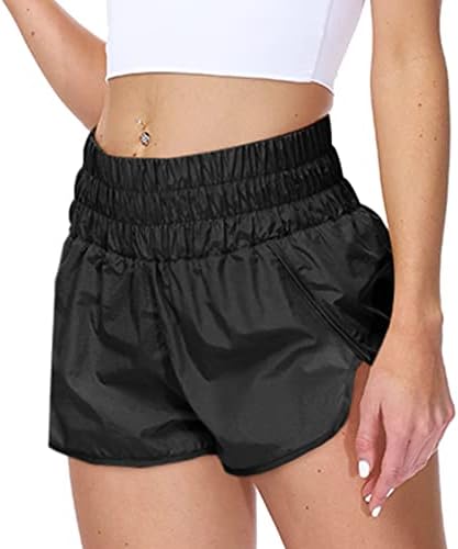 Shfanyua Womens Summer Alta cintura elástica shorts de corrida rápida shorts de exercícios esportivos de fitness seco