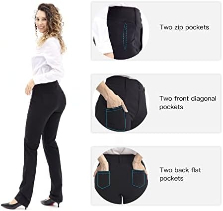 Calça de vestido de ioga feminina xelorna calças de ioga com cintura alta calças casuais com 6 bolsos