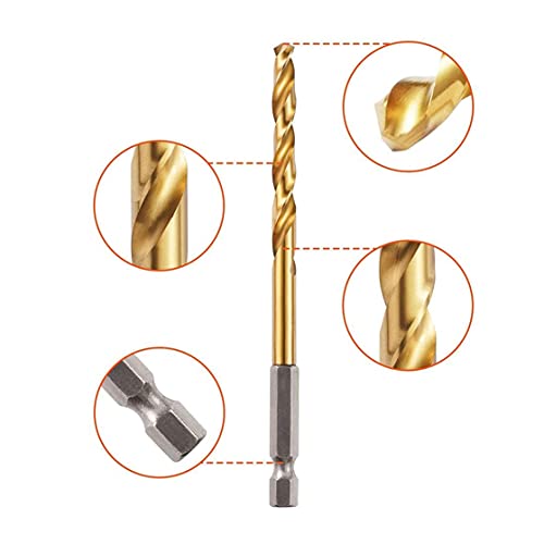 Sdfgh 13pcs 1/4 de broca de hastes hexadecimal de revestimento kit de broca hss bits para chave de fenda elétrica