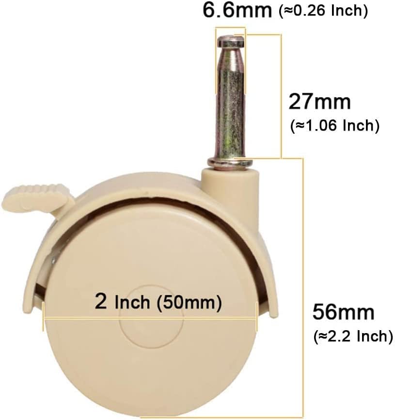 NIANXINN 50mm Nylen Girão Roda de mamona com freio, um conjunto de 4, parafuso/6.6x27mm/20kg/1pcs, rodas giratórias giratórias