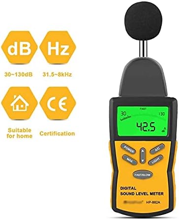 Medidor de nível de som digital genigw, medidor de nível de ruído, medidor de decibéis digitais com luz de fundo LCD/retenção