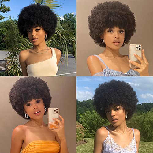 Guree Hairleless desgaste e peruca peruca curta perucas de cabelo humano afro para mulheres negras peruca afro de Afro 70