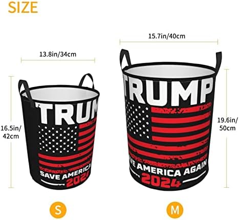 2024 Trump Save America Again Laundry Hortry Circular Toy Organizer Organizador de brinquedos dobráveis ​​para cesto de banheiro