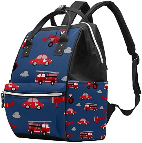 Mochila de viagem Guerotkr, mochila de bolsa de fraldas, mochila de fraldas, caminhão de bombeiros de trator de carro