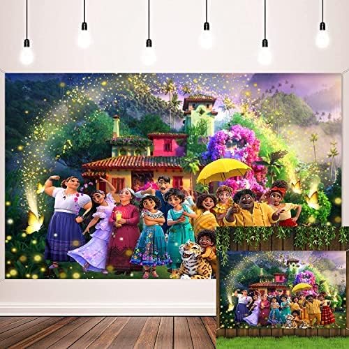 5x3ft Magic Movie Birthday Party Supplies para meninas Banner de fundo da família Madrigal para mesa de bolo