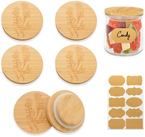 XIFEPFR OUI IOGURT JARA CONSELHO, 6 PACO OUI jarra Bamboo tampas com anel de vedação de silicone para pálpebras de armazenamento