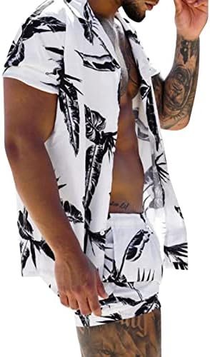 Terno despojado de alfinetes Weuie para homens Shorts curtos de 2 peças Camisetas de manga de praia Homem de terno masculino