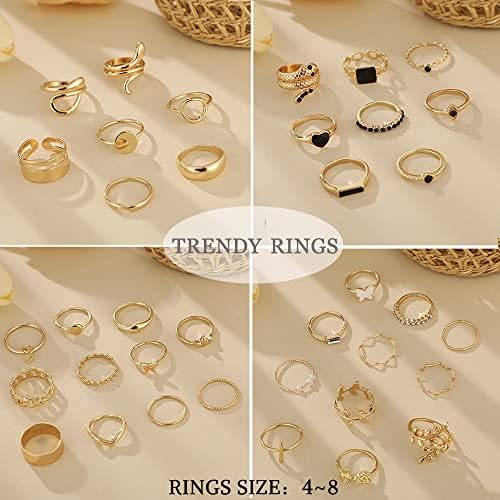 Se você 66 PCs Gold Knuckle Rings definido para mulheres, anéis empilháveis ​​vintage, boho cobra anéis de dedo, pacote de anéis