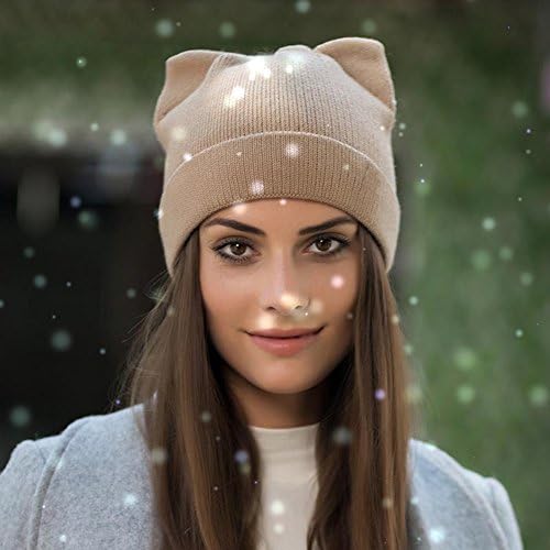 Gato gato gorro -orelha chapéu de lã malha de malha na moda Capinha quente de inverno
