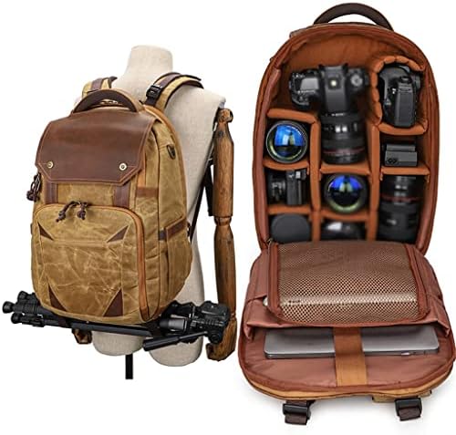 Sdewfg Fotografia à prova d'água Retro Batik Canvas Couro Mochila W Porta USB Faix