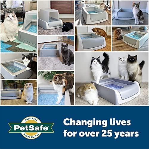 PetSafe ScoopFree completo mais limpeza de gato de gato - nunca escapam ninhada novamente - limpeza sem mãos com bandeja de cristal