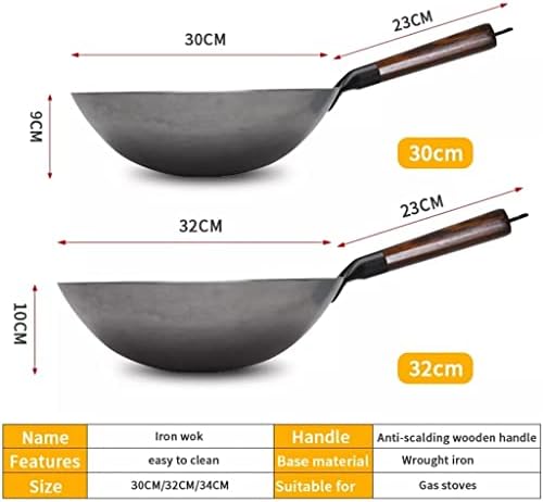 Wionc não revestido wok wok chinês tradicional wok artesanal para panela de cozinha para panelas de gasolina de 1 a 2 pessoas