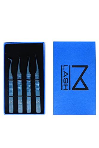 M Lash V4 Tweezers para volume, clássico, híbrido e mega volume japonês aço inoxidável - Lashes Tool Supplies Conjunto