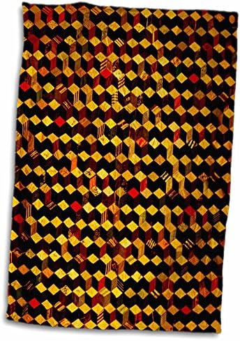3drose florene contemporânea resumo - caixas geométricas marrons amarelas de laranja - toalhas