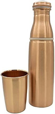 Garrafa pura de cobre, 1000 ml, 1 peça, garrafa de vidro de cobre para academia, ioga, meditação, presente de aniversário conjunto