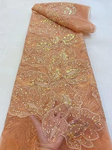 Marhafabric 5 metros de mão francesa Faça lantejoulas renda de tecidos elegantes africanos Tecido de tule suíço para