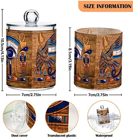 Egyptian Eye of Horus 2 Pack Cotton Swab Ball Solder Dispensador Banheiro de banheiro de plástico com tampa QTIP Portador de armazenamento