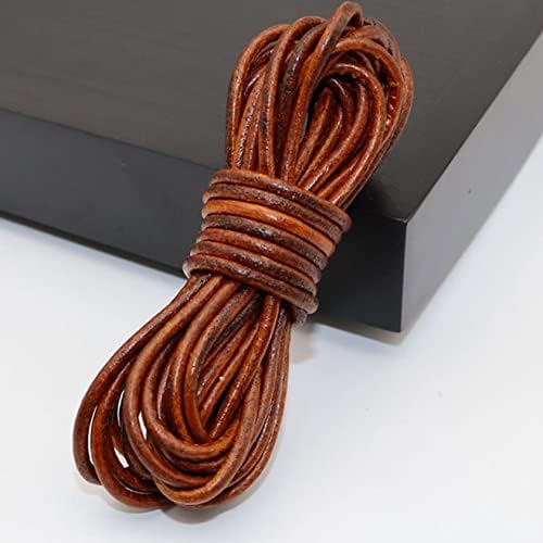 5 metros de 3 mm de couro redondo/liso de couro genuíno para jóias que fazem jóias cordas de colar artesanato de broca