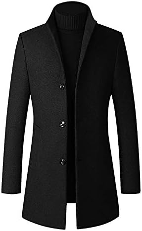 Wenkomg1 Men Men Winter Slim Casat, Trench Lapeel Long Jacket Double Bastested Coat Soft Elegante Windbreaker