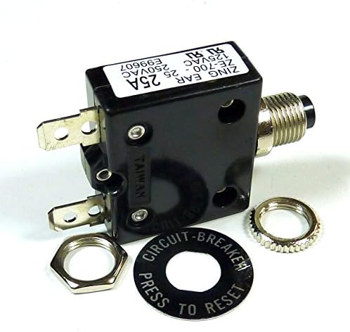Philmore 25 amp Push Button Manual Redefina o disjuntor térmico 50V DC, 250V AC
