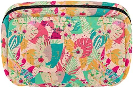 Bolsa de maquiagem inadequada, Jungina tropical Padrão floral Cosmetics Bag portátil Tote Travel Case Caso Organizador Case