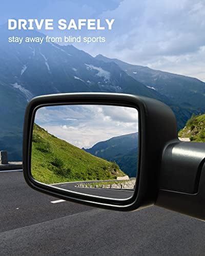 Espelho de vidro compatível com 2010-2018 Dodge Ram 1500 2500 Ministro Espelho lateral Espelho de vidro aquecido