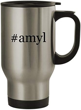 Presentes de Knick Knack Amyl - 14oz de aço inoxidável Hashtag Travel Coffee caneca, prata