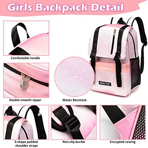 Mochila Robhomily Girls para a Escola Secundária de 17 polegadas de grande capacidade Backpack da escola leve para meninas adolescentes