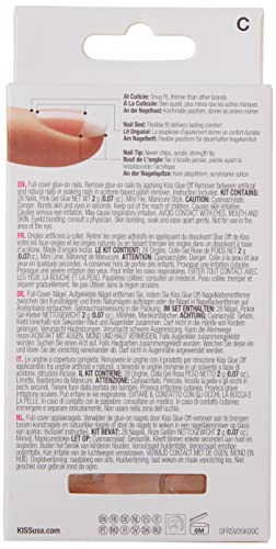 Kiss Salon Acrílico French Manicure Conjunto, estilo “Power Play”, kit de unhas inclui cola de unhas em gel rosa, mini