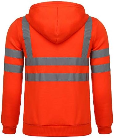 Wenkomg1 UNISEX Reflexivo com capuz Aparelo de alta visibilidade Moletom de manga longa Hi vis capuz leve