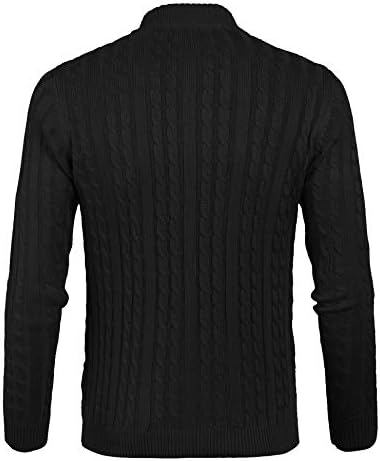Coofandy Men's Full Zip Cardigan Sweater Slim Fit Cable Knit