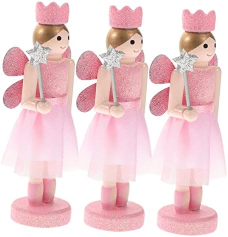 Nolitoy 3pcs quebra -nozes anjo para mesa de estatuetas estatuetas decoração decoração de nozes de madeira puppet