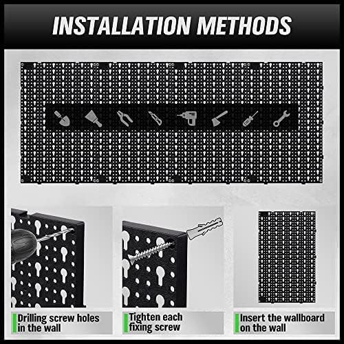 Swanlake 8pcs painéis de plástico preto, ferramenta de garagem de 152 de largura Pegboard