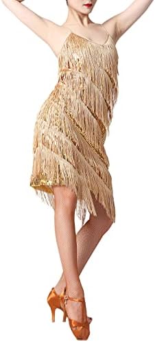 Vestido de dança latina de salsa feminina Taquela de tamel Fringe Fringe Fringy 1920s Gatsby Cocktail Dress Tango