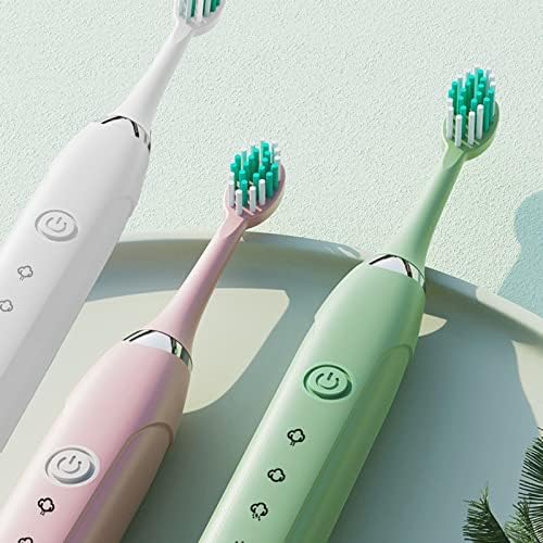 Qiopertar cobrança de carregamento USB escova de dentes elétrica, escova de dentes elétrica com 6 cabeças de escova, inteligente