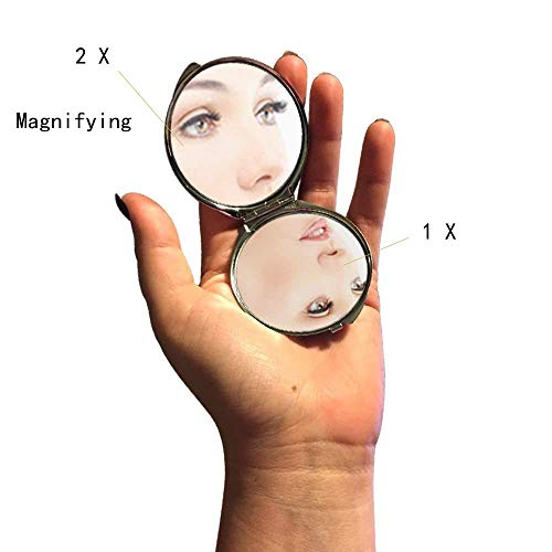 Espelho, espelho compacto, espelho de bolso voador de pássaro de beija -flor, ampliação de 1 x 2x