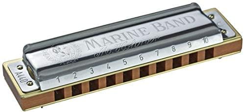 Hohner Marine Band 1896 Harmonica - Chave de pacote C com caixa postal, manual de instrução e pano de polimento de Austin