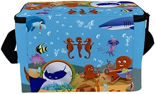 Lunchagem Guerotkr para homens, lancheira isolada, lancheira para adultos, Life Sea Life Seahorse Dolphin Fish Pattern