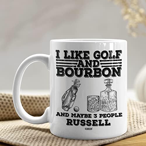 Cubicer personalizado em cerâmica branca caneca caneca de caneca de golfe e bourbon nome personalizado xícaras de novidade com ditados