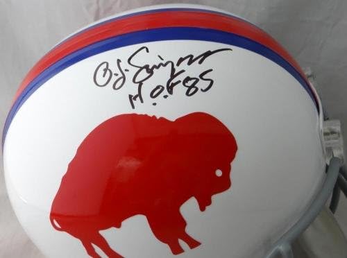 O. J. Simpson autografou Buffalo Bills F/S 65-73 TB CACATO COM HOF-JSA W AUTH- Autographed NFL Helmets