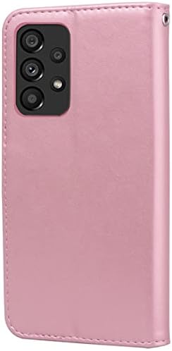 Monwutong Cartet Case for Samsung Galaxy A73 5G, Caixa de couro PU do padrão de troca de choque de padrão de flor clássica