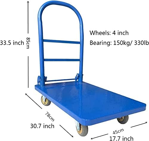 Caminhão de plataforma Giuin Push Push Dolly Push Cart Aço placar Plataforma caminhão feito todo de metal com rodas giratórias