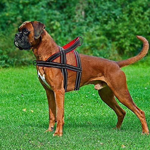 Uoeidosb sem puxar o cão de nylon arnês refletivo ajustável cães colete para cães grandes de cães grandes caminhar suprimentos