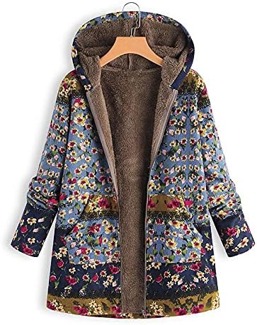 Listha Floral Capeled Casat Plus Size Women Women Vintage Outwear Overs Coat